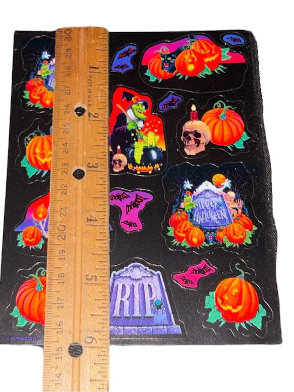 Vtg 1990s Eye Catching Bright Halloween Themed Full Sticker Sheet - Picture 3 of 7